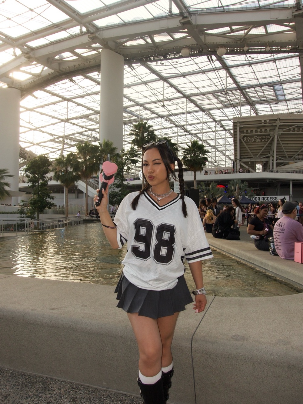 Pull&Bear White V-Neck Jersey Top with Black 98 Graphic